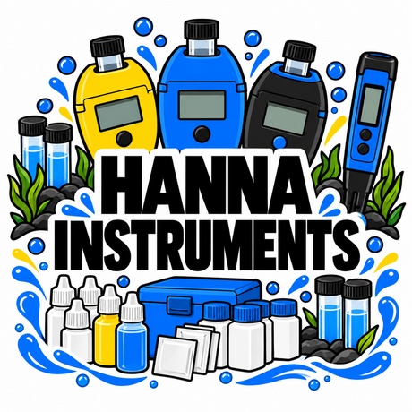 Hanna Instruments aquarium water testing equipment collection illustration