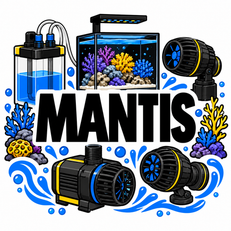 Mantis marine aquarium equipment collection illustration