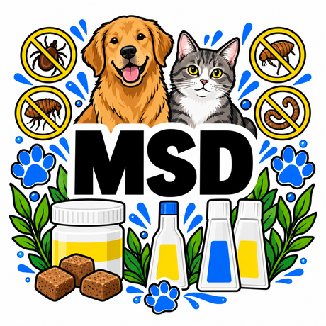 MSD pet parasite-care products collection illustration