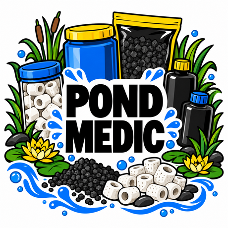 Pond Medic pond care products collection illustration