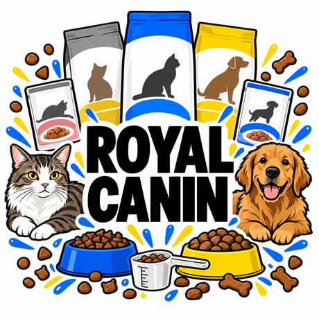 Royal Canin dog and cat food collection illustration
