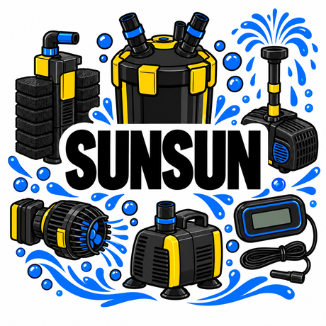 SunSun aquarium and pond equipment collection illustration