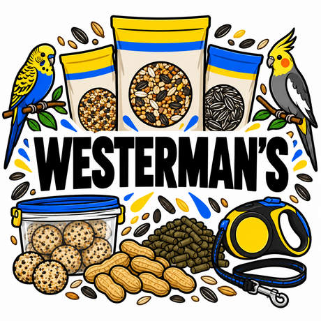 Westerman's bird and pet supplies collection illustration