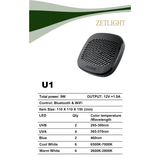 Zetlight Reptile Lamp U1 9W UVA and UVB specifications with Bluetooth and WiFi control.