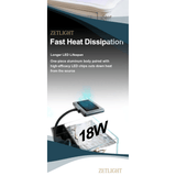Zetlight N1 Marine LED Light showcasing fast heat dissipation technology with 18W efficiency.