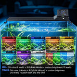 Hygger Aqua Sense Aquarium LED Light showcasing adjustable colors for aquatic plants with TFT display