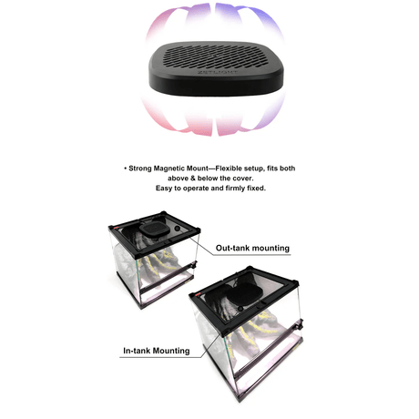 Zetlight Reptile Lamp U1 9W UVA and UVB with strong magnetic mount for flexible installation in enclosures.