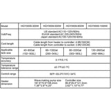 Detailed specifications for Hygger 2 in 1 Aquarium Heater with Wave Maker model options.