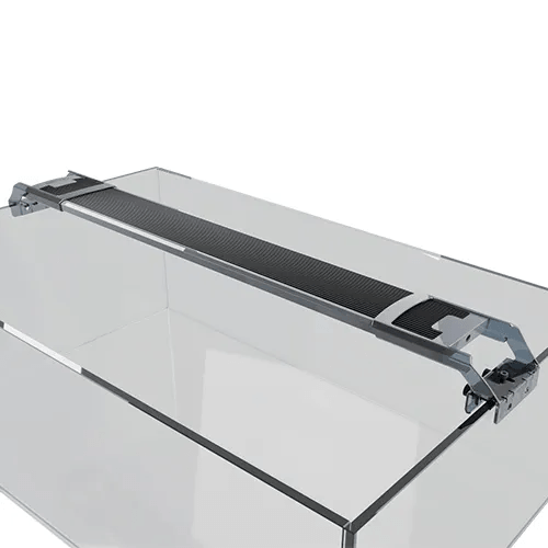 Zetlight M5 Marine LED Light mounted on a reef aquarium, showcasing adjustable lighting features.