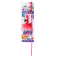AFP Furry Ball Fluffy Wand Cat Toy featuring a colorful pink wand and red fluffy bird attachment.