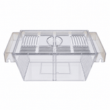 2 in 1 Breeding Trap for secure fish breeding in aquariums, featuring a transparent design and ventilation slits.
