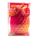 3D Printed Dragon with Egg inside a colorful packaging, showcasing a flexi toy design at 6.5 x 8cm size.