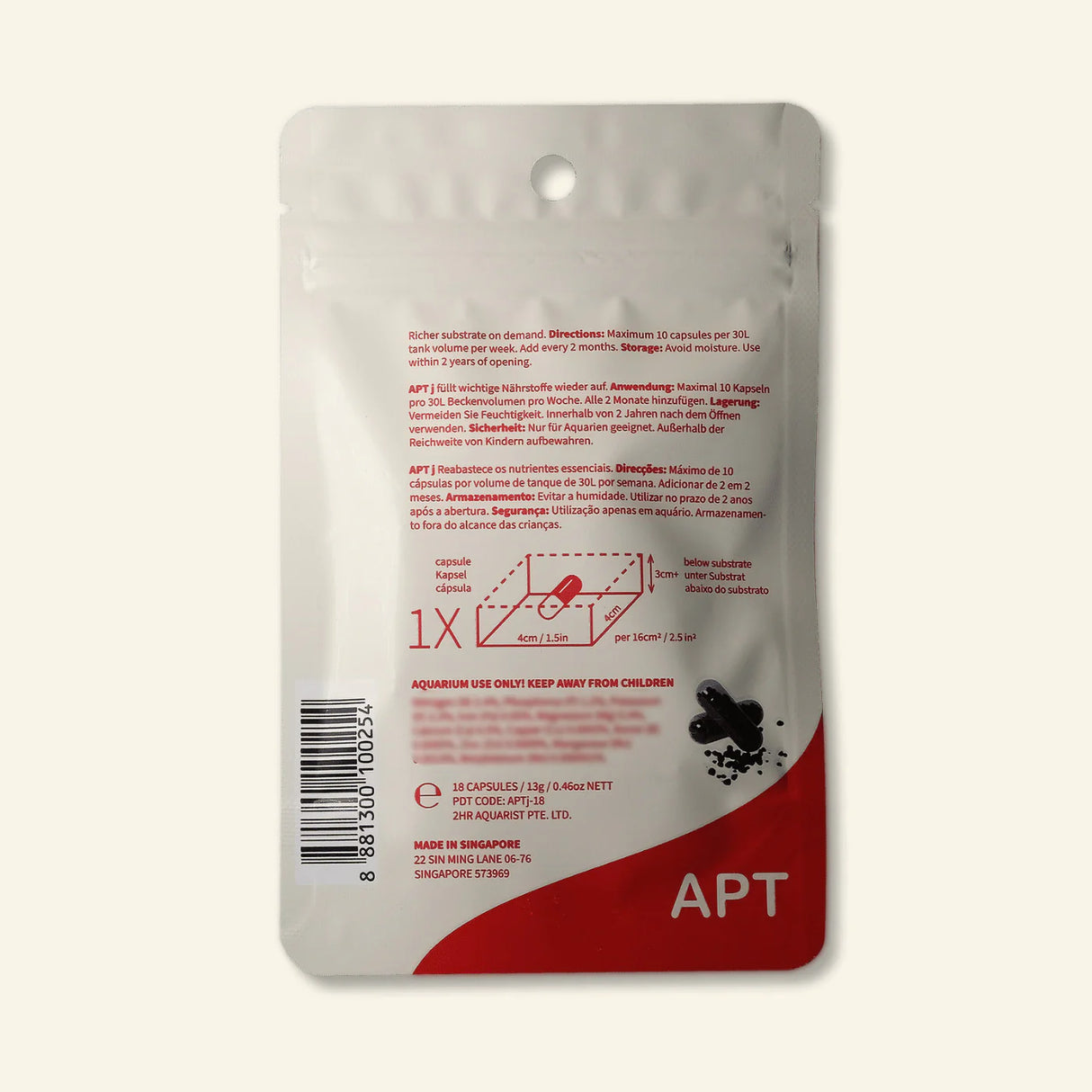 APT Jazz Plant Growth Booster 18 Tabs packaging for revitalizing aquasoil in planted tanks.