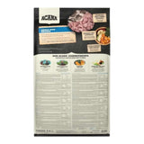 Acana Adult Dog Recipe Dry Dog Food 17kg packaging showing ingredients and nutritional information.