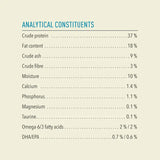 Acana Highest Protein Pacifica Dry Cat Food 1.8kg analytical constituents showing nutritional breakdown for cats.