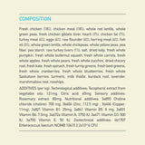 Acana Puppy Small Breed Recipe Dry Dog Food 2kg ingredients composition list including fresh chicken, vegetables, and nutrients.