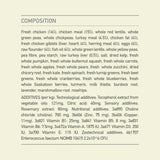 Acana Small Breed Adult Dry Dog Food ingredients composition showing quality animal proteins and fresh produce.