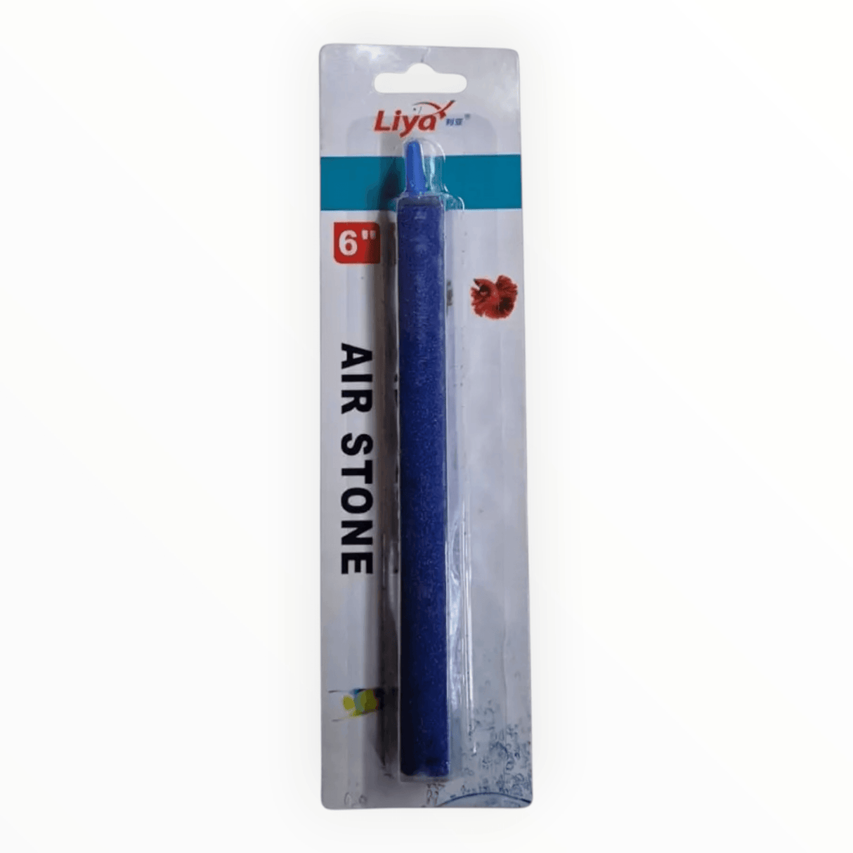 Aquarium Airstone Long 15cm air stone in packaging designed to enhance oxygenation in aquariums.