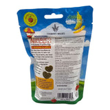 Burgess Country Values Banana & Apple Treats packaging for rabbits and guinea pigs, high in fiber with no artificial additives.