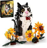 Cat Sunflower KQ201 adorable cat building set with sunflower design and movable features.