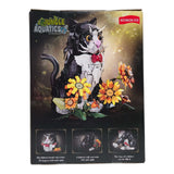 Cat Sunflower KQ201 building set packaging featuring a playful cat and sunflower design with movable parts.