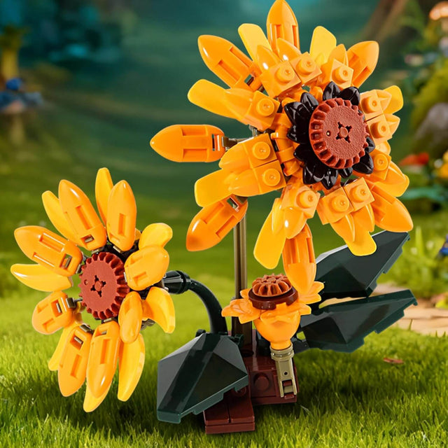 Cat Sunflower KQ201 building set showcasing vibrant sunflower designs in bright colors.