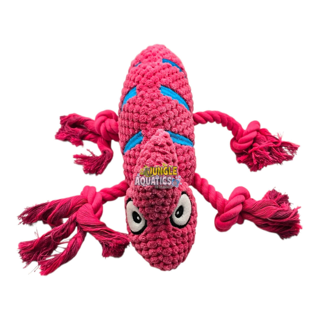 Chameleon Rope Squeaker Dog Toy featuring a colorful rope body and squeaker for interactive play.
