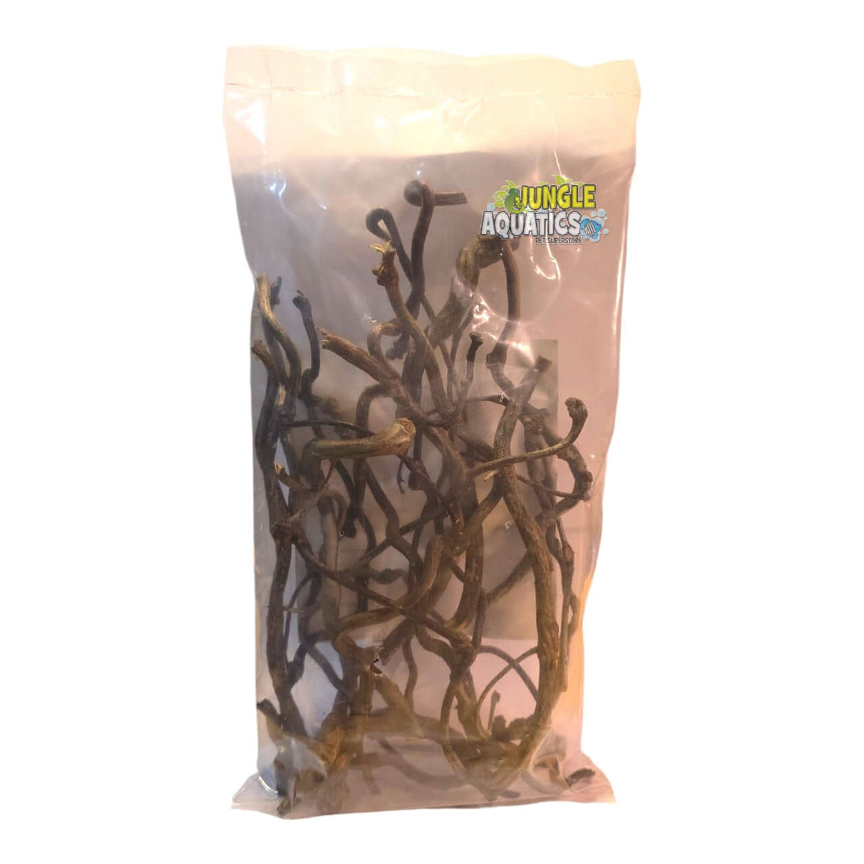 Dark Detailing Twigs in a clear bag for aquarium aquascaping and natural decoration.
