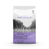 Diamond Naturals Kitten Formula Rich in Chicken with Rice Dry Cat Food bag with grassy background.