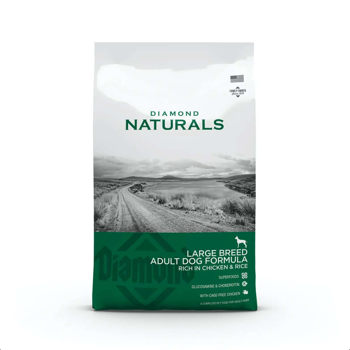 Diamond Naturals Large Breed Adult Dog Formula Rich in Chicken and Rice Dry Dog Food, 30 lb bag.