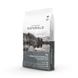 Diamond Naturals Senior Dog Formula Rich in Chicken with Eggs and Oat Flakes Dry Dog Food packaging on a scenic background.