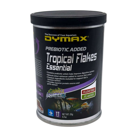 Dymax Tropical Flakes Essential – Premium floating flakes for tropical fish with essential nutrients.