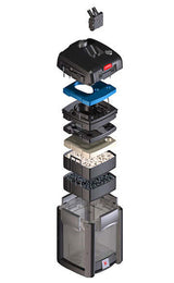 EHEIM Professionel 4+ 250T exploded view showing internal components and filter canister design.