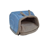 Pet Snail Bed in blue, plush and cozy design perfect for small pets to curl up inside and rest comfortably.