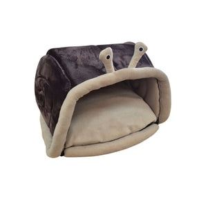 Pet Snail Bed, soft enclosed pet bed designed for cozy rest with charming snail shape in black.