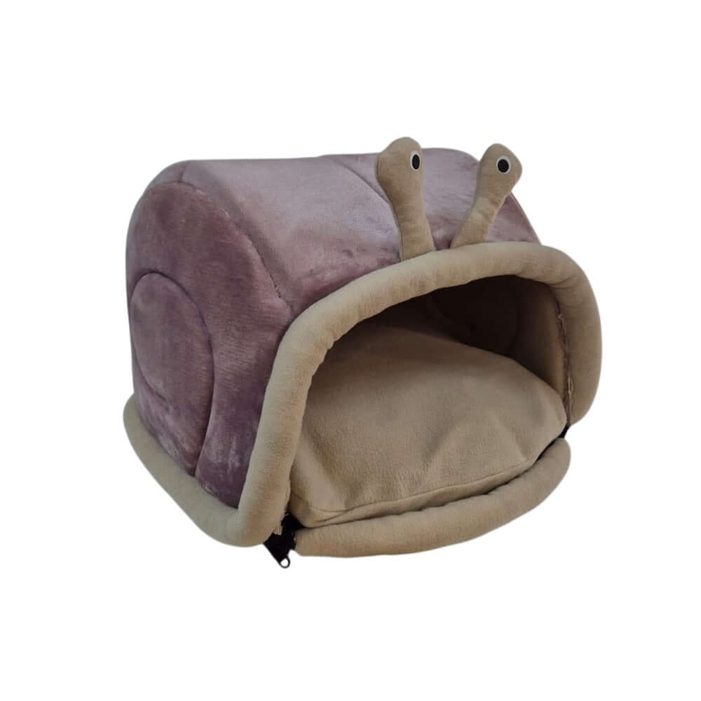 Pet Snail Bed in charming snail shape, soft brown design for cozy pet resting, featuring plush padding and easy access.