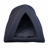 Pawsome Cat Camper Denim Large cosy enclosed cat bed in a modern denim look with a tent-style design.