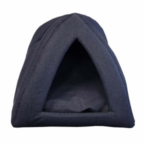 Pawsome Cat Camper Denim Large cosy enclosed cat bed in a modern denim look with a tent-style design.