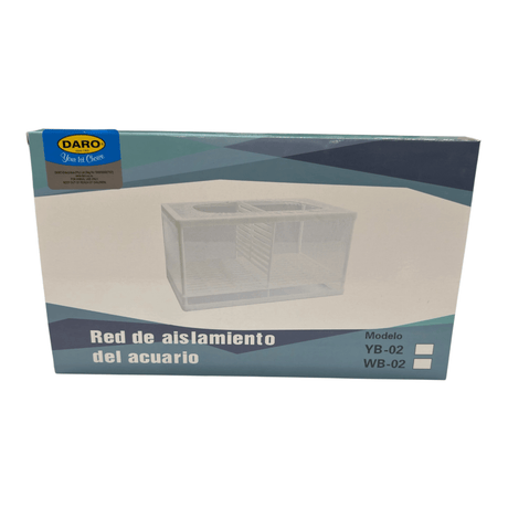 Fishnet Breeder Double packaging showing isolation net for aquariums, model YB-02, WB-02.