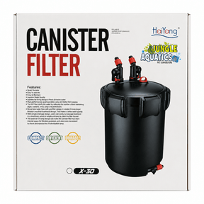 HaiYang X-30 UV Canister Filter packaging showcasing its features for effective aquarium filtration.
