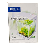 Hailea E Series Aquariums packaging featuring LED lighting and a beautifully designed biotope aquarium.