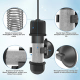 Hygger Mini Portable Aquarium Heater features, including quartz sand filling and explosion-proof design.