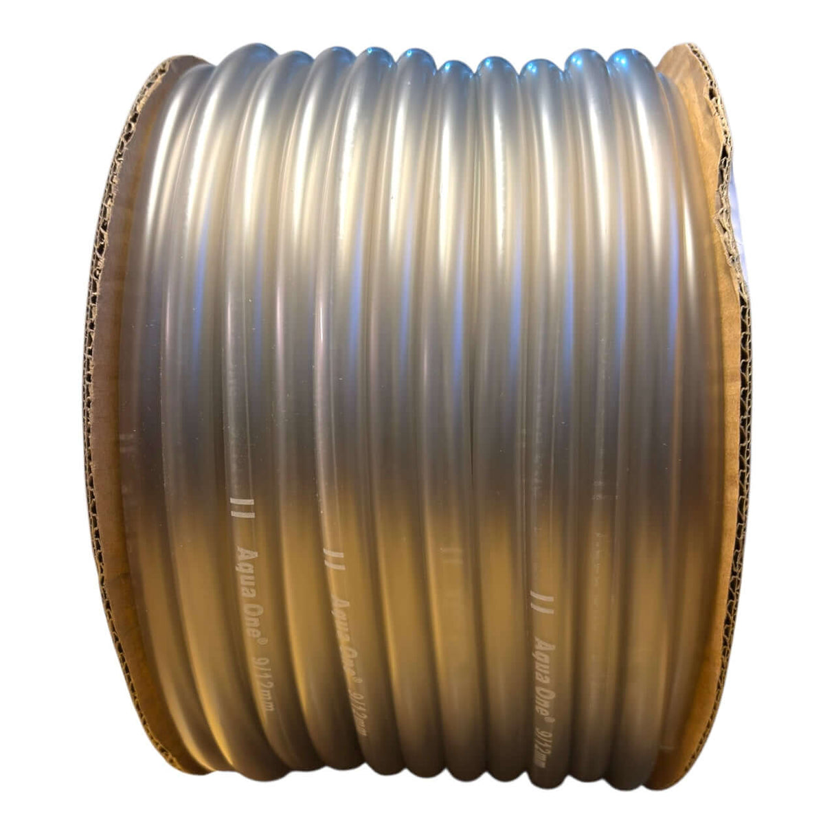 Aqua-One PVC Hose Tubing Per Meter displayed in a coil packaging, promoting quality and various sizes.