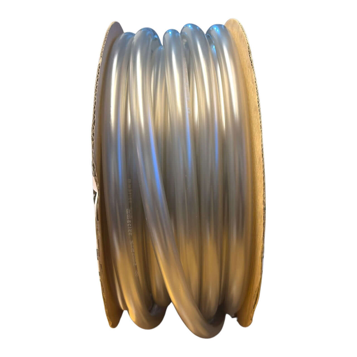 Aqua-One PVC Hose Tubing Per Meter displayed on a spool, showcasing thick clear tubing in various sizes.