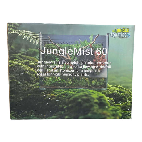 Jungle Mist Paludarium packaging featuring the Jungle Mist 60 model, ideal for high-humidity plants.