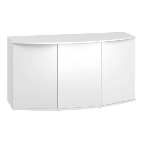 Juwel Vision Series white aquarium cabinet with curved design and three doors.