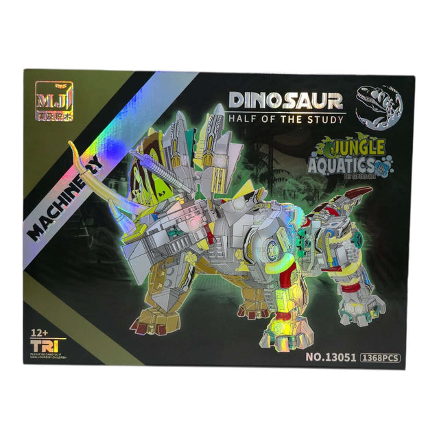 MJI Machinery Dinosaur Triceratops 13051 LEGO-style building set featuring semi-mechanical dinosaur design.