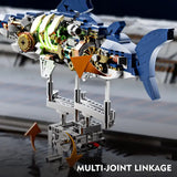 MJI Machinery Shark 13054 showcasing multi-joint linkage design with intricate internal mechanisms and gears.