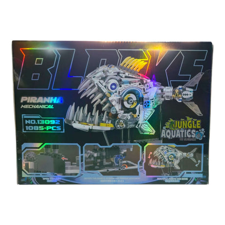 MJI Mechanical Piranha 13092 packaging with holographic design and detailed images of the building set.