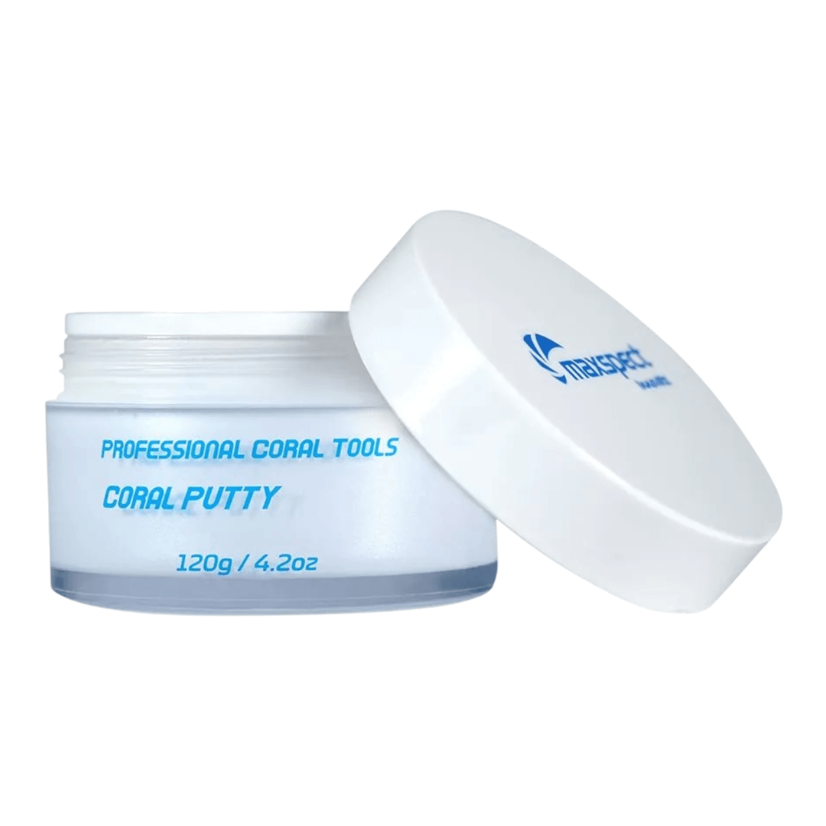 Maxspect Coral Putty 120g container open showcasing professional coral tools adhesive for reef-safe applications.